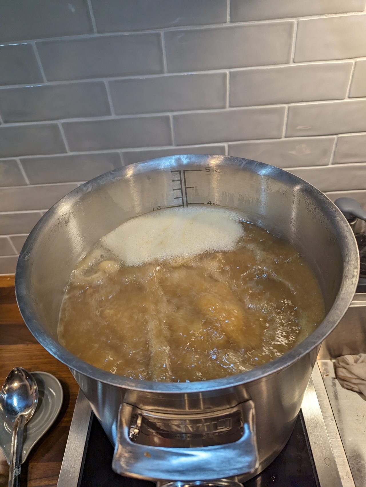 Photo of beer boiling in a brewing kettle