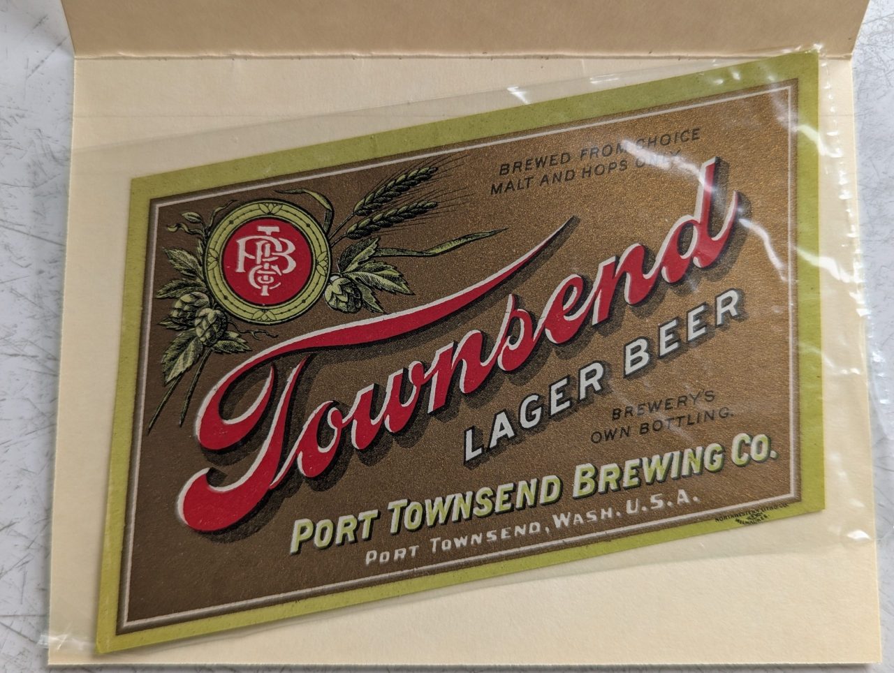 A pre-Prohibition beer label from Port Townsend Brewing Co. (ca. 1915)